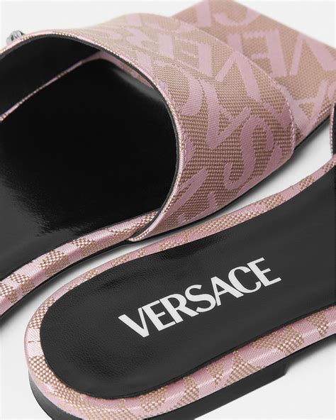 versace signature flat sandals|versace discount outlet prices.